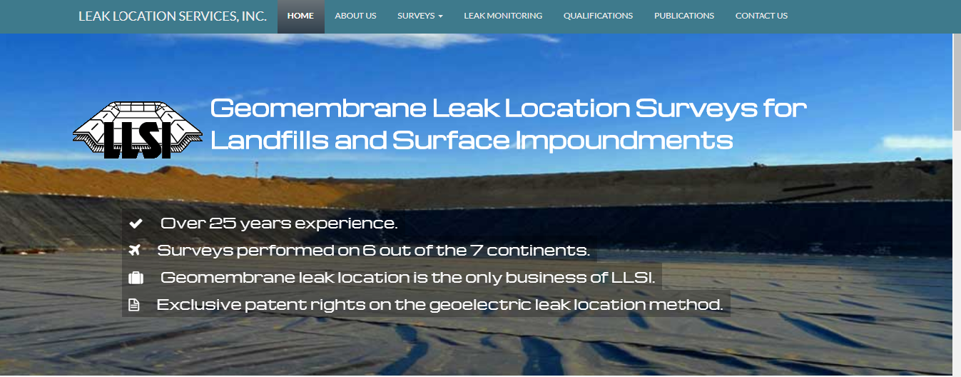 Leak Location Services Inc Geomembrane Survey Liner Integrity Surveys ASTM Banner