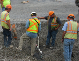 workers completeing a bare liner survey
