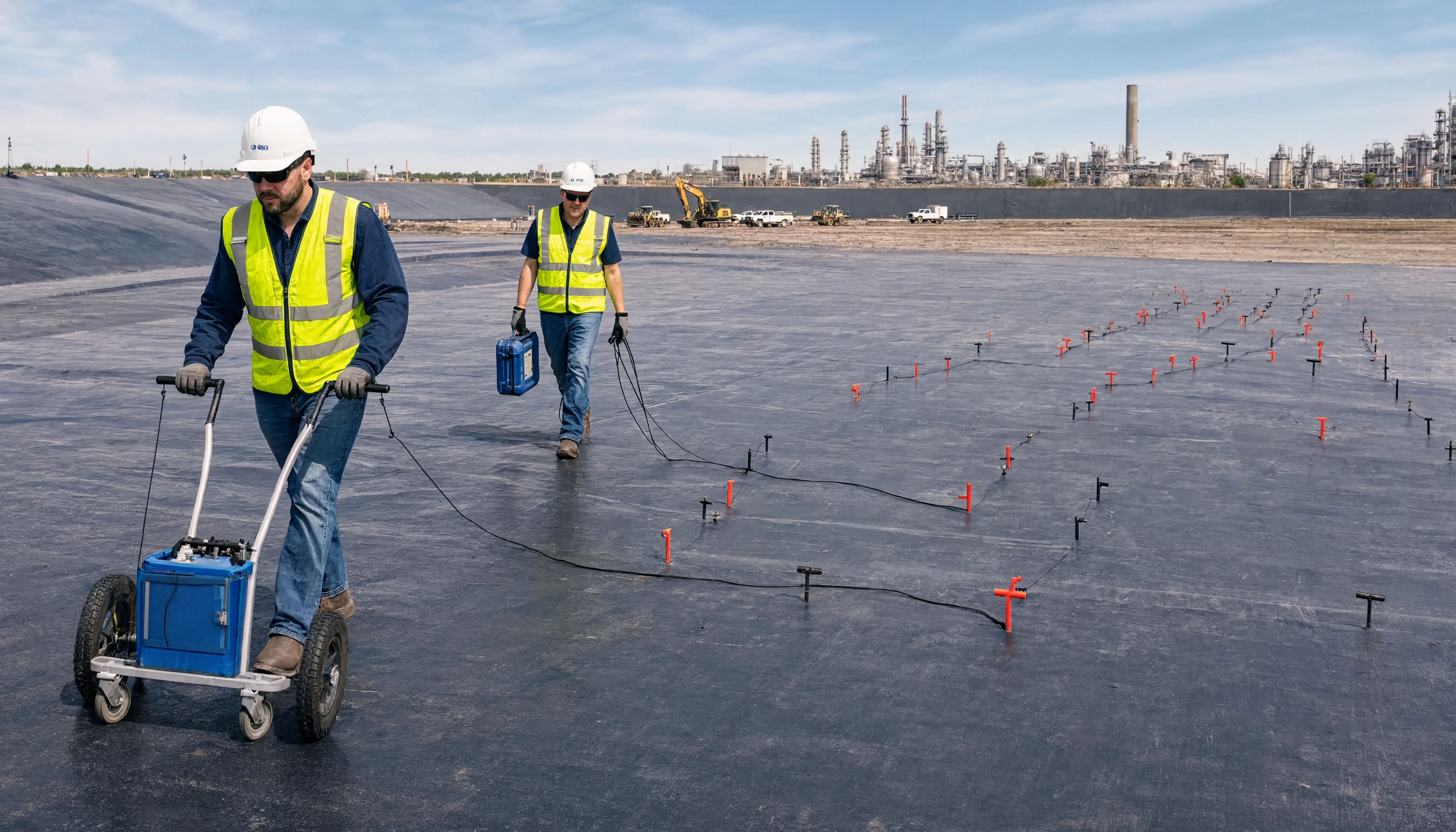 2 workers performing leak detection