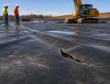 construction damaged geomembrane