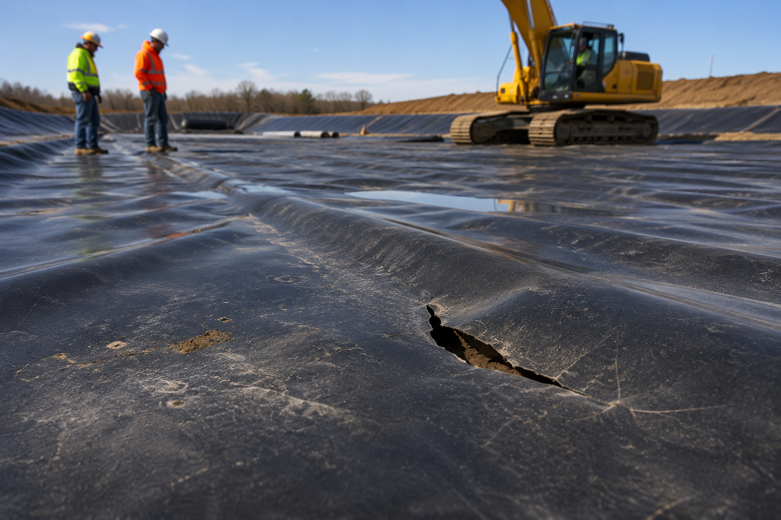 construction damaged geomembrane