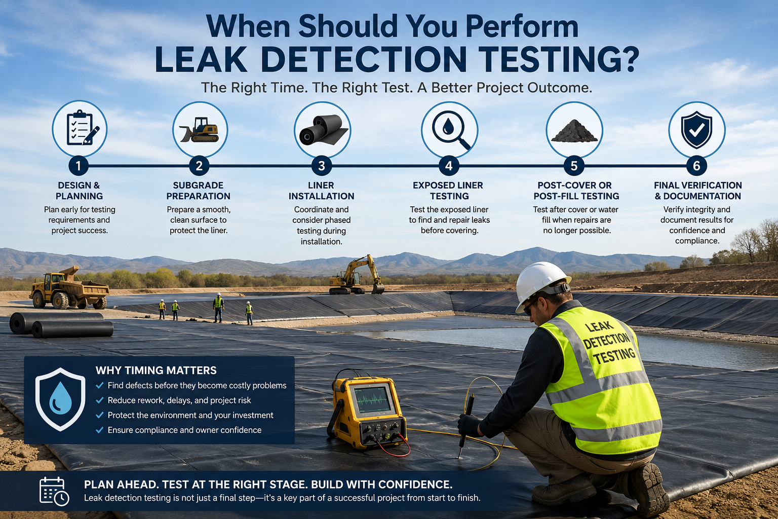 When should you perform leak detection testing infographic