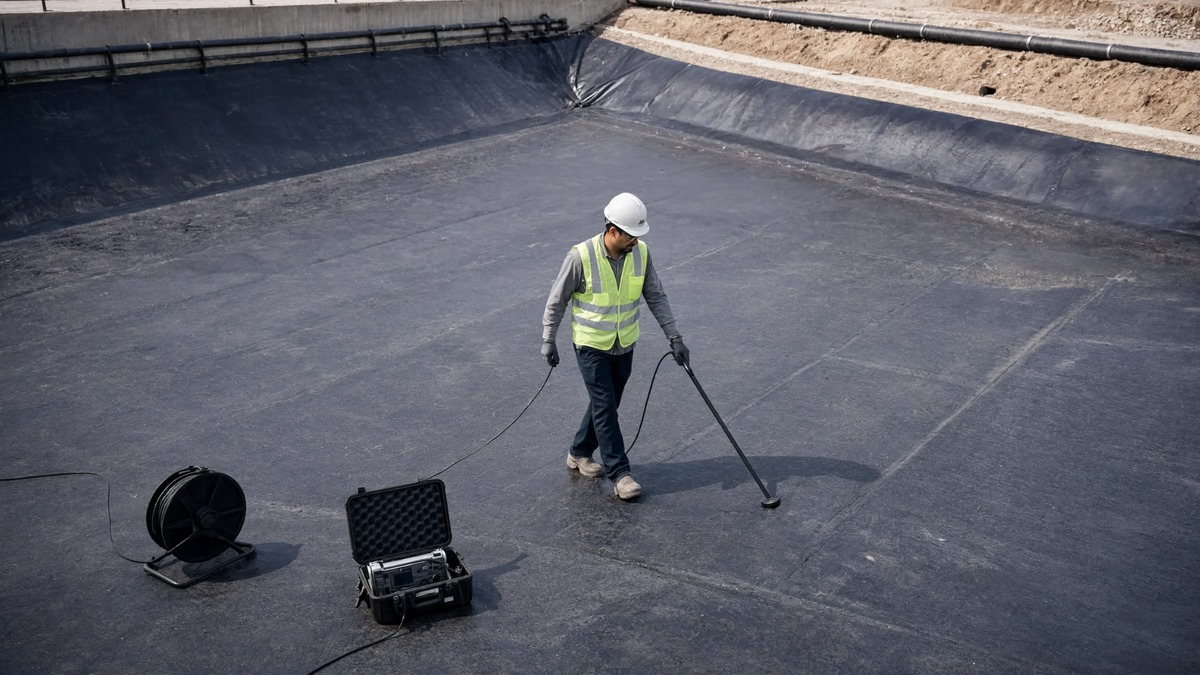 arial shot of a worker conducting a leak location survey